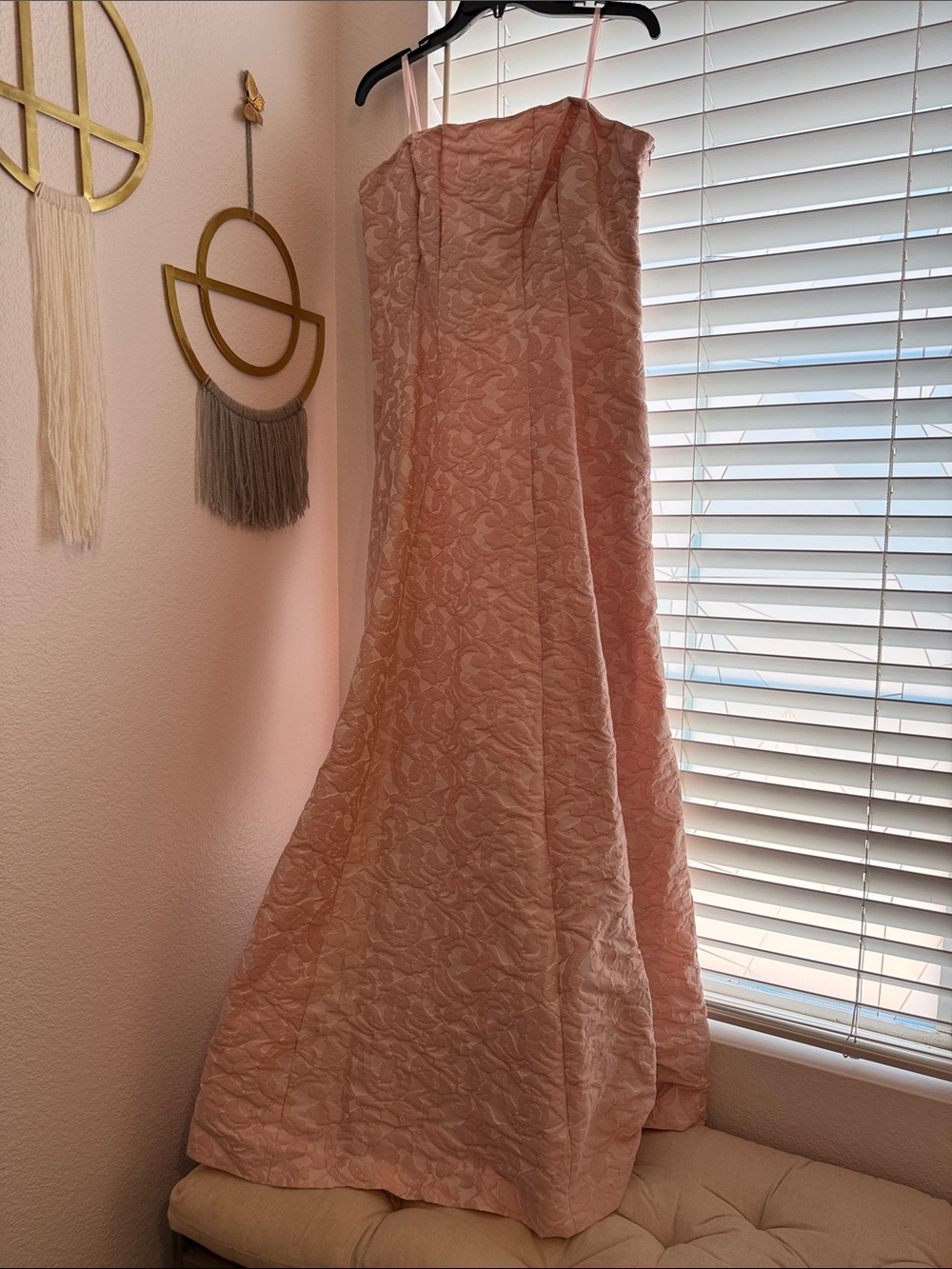 Lauren Ralph Lauren Blush Pink Textured Strapless Evening Gown size 12 NWT $200 - Picture 1 of 6